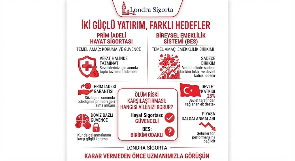 BES ve Prim İadeli Hayat Sigortası 2026 karşılaştırması Londra Sigorta